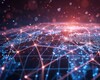 A digital rendering of a glowing, interconnected network spanning across the Earth's surface. The image highlights various global connection points with blue and red lights and lines, symbolizing a vast data or communication network. The focus appears to be on Africa, Europe, and the surrounding regions.